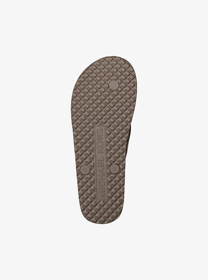 Michael Kors Plaid Print Flip Flop MUSHROOM