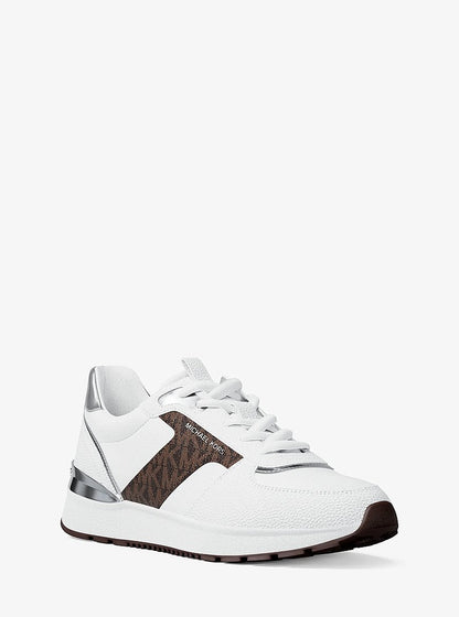 Michael Kors Remy Mixed-Media Trainer OP WHT/BROWN