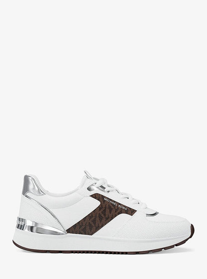 Michael Kors Remy Mixed-Media Trainer OP WHT/BROWN