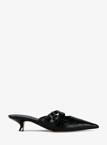 Michael Kors Yvette Crackled Kitten Mule BLACK