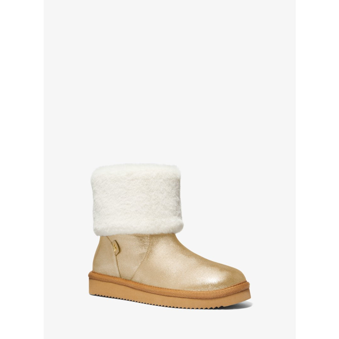Michael Kors Julia Faux Fur Trim Metallic Leather Boot