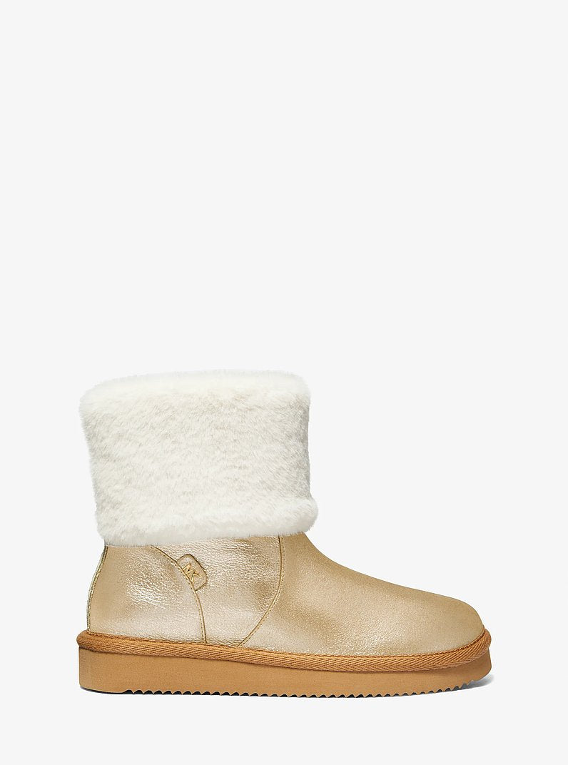 Michael Kors Julia Faux Fur Trim Metallic Leather Boot
