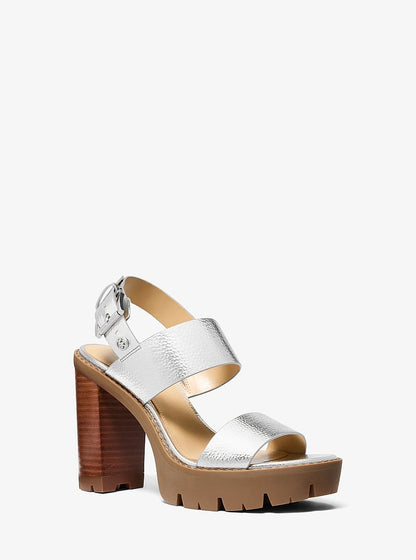 Michael Kors Holland Metallic Platform Sandal SILVER