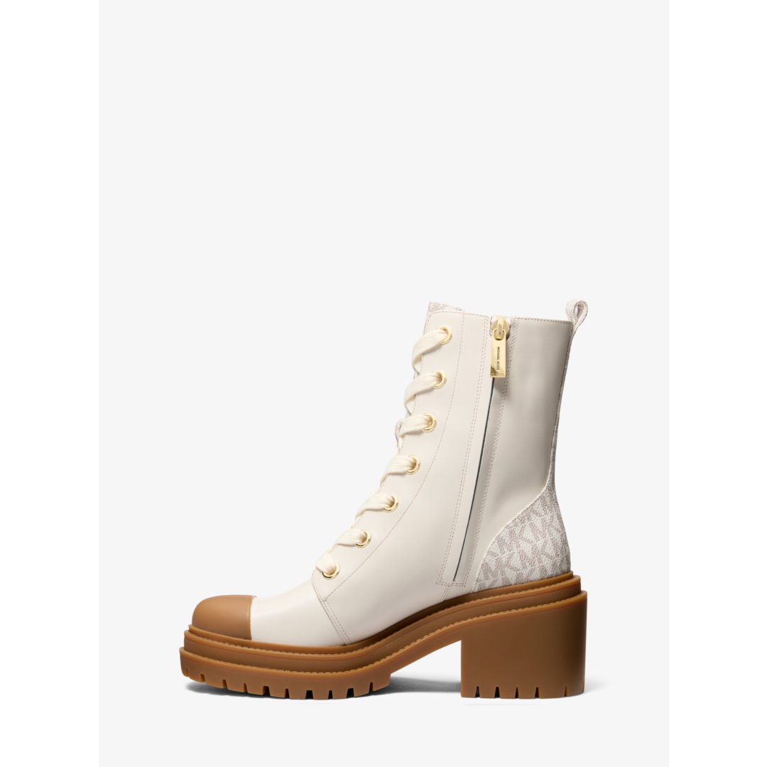 Michael Kors Hanley Leather and Signature Logo Trim Boot