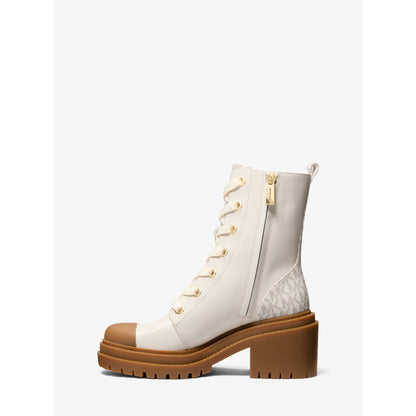 Michael Kors Hanley Leather and Signature Logo Trim Boot