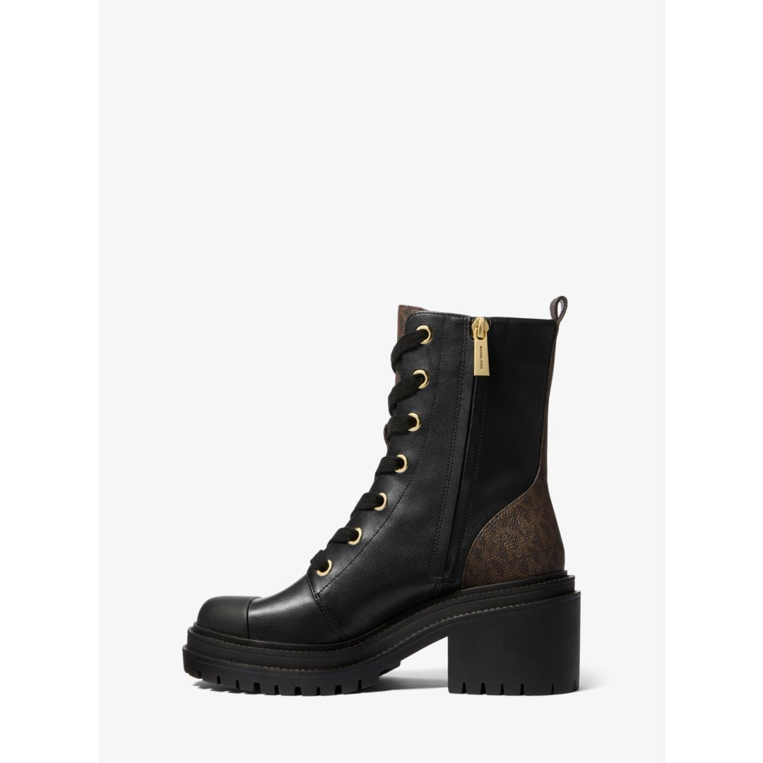 Michael Kors Hanley Leather and Signature Logo Trim Boot