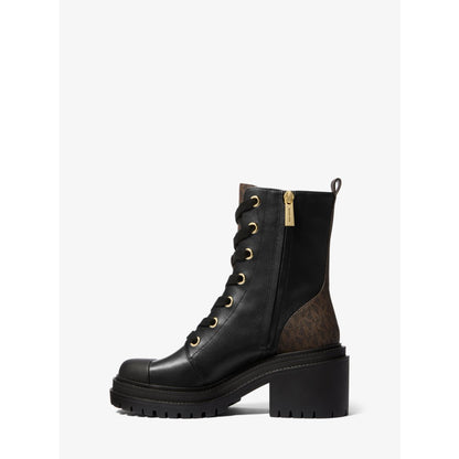 Michael Kors Hanley Leather and Signature Logo Trim Boot