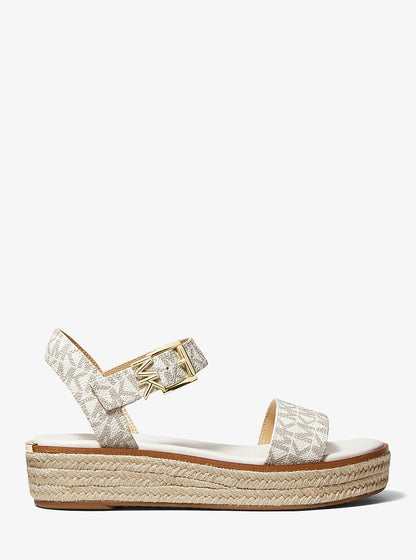 Michael Kors Richie Signature Logo Platform Espadrille Sandal VANILLA
