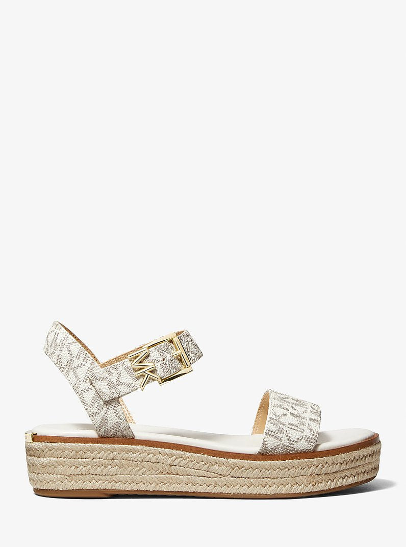 Michael Kors Richie Signature Logo Platform Espadrille Sandal VANILLA