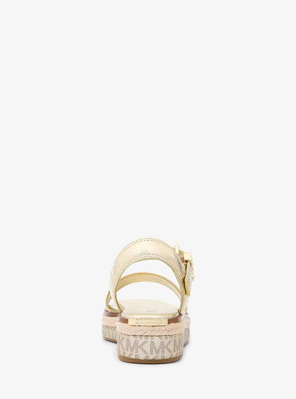Michael Kors Richie Metallic Platform Espadrille Sandal PALE GOLD