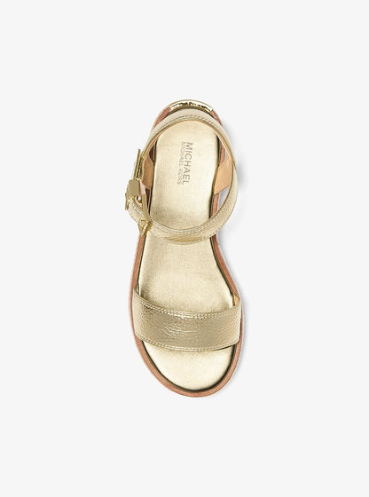 Michael Kors Richie Metallic Platform Espadrille Sandal PALE GOLD