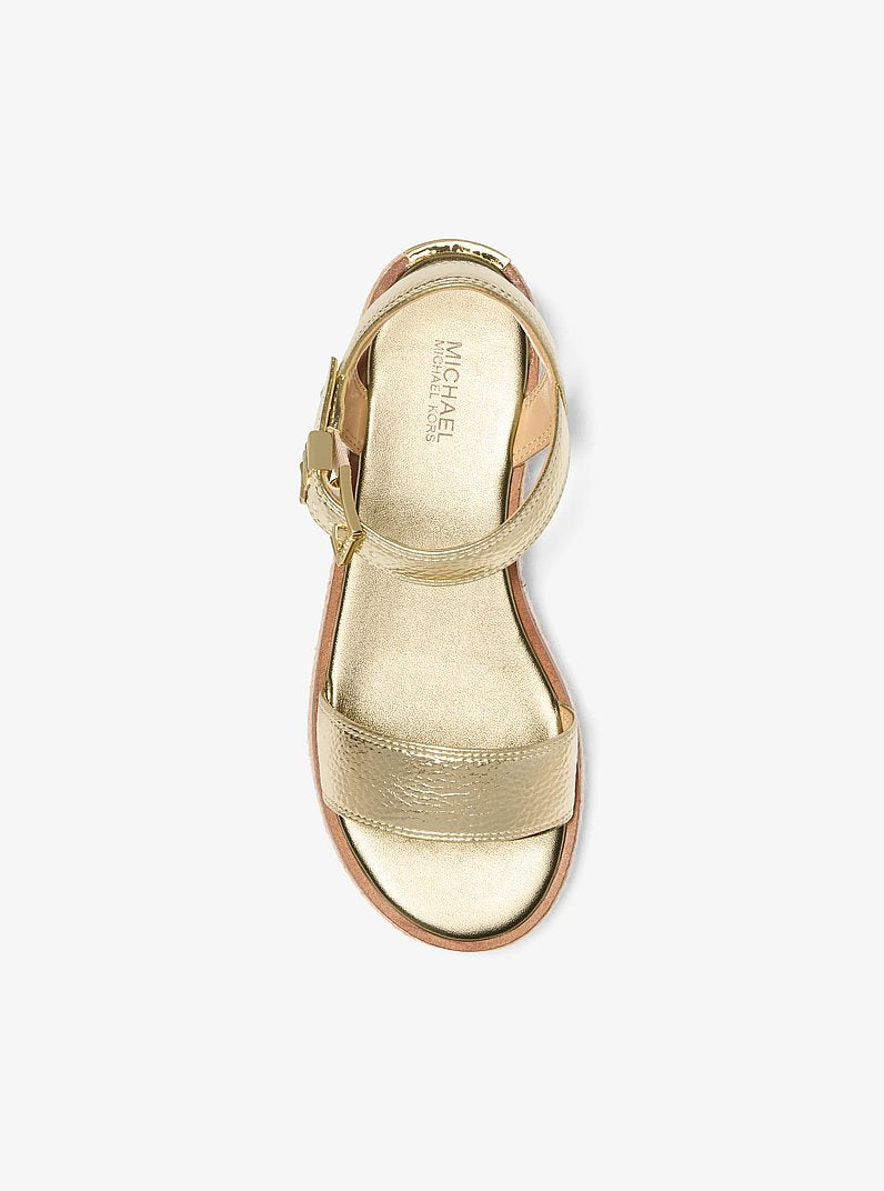Michael Kors Richie Metallic Platform Espadrille Sandal PALE GOLD