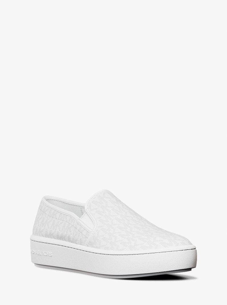 Michael Kors Teddi Signature Logo Slip-On Sneaker BRIGHT WHT