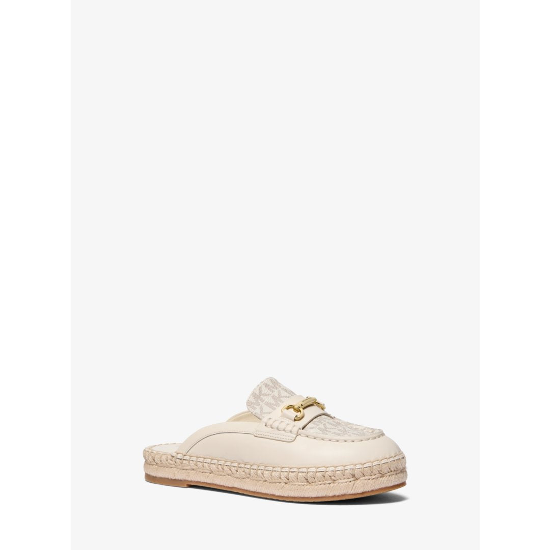 Michael Kors Carson Leather and Signature Logo Espadrille Mule