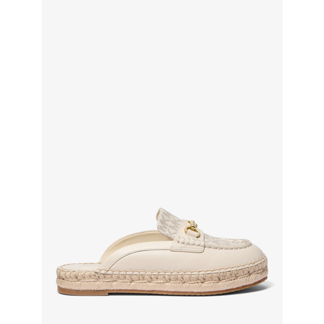 Michael Kors Carson Leather and Signature Logo Espadrille Mule