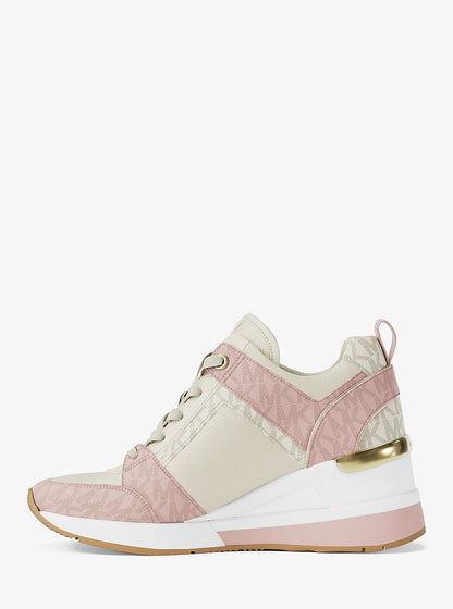 Michael Kors Georgie Signature Logo Wedge Trainer PWD BLSH MLT