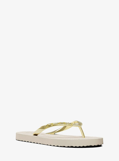 Michael Kors Signature Logo Flip Flops VANILLA