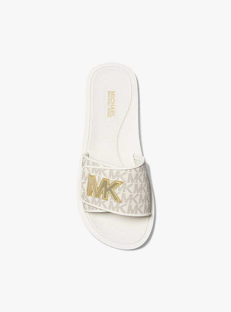 Michael Kors Palmer Signature Logo Slide Sandal VANILLA
