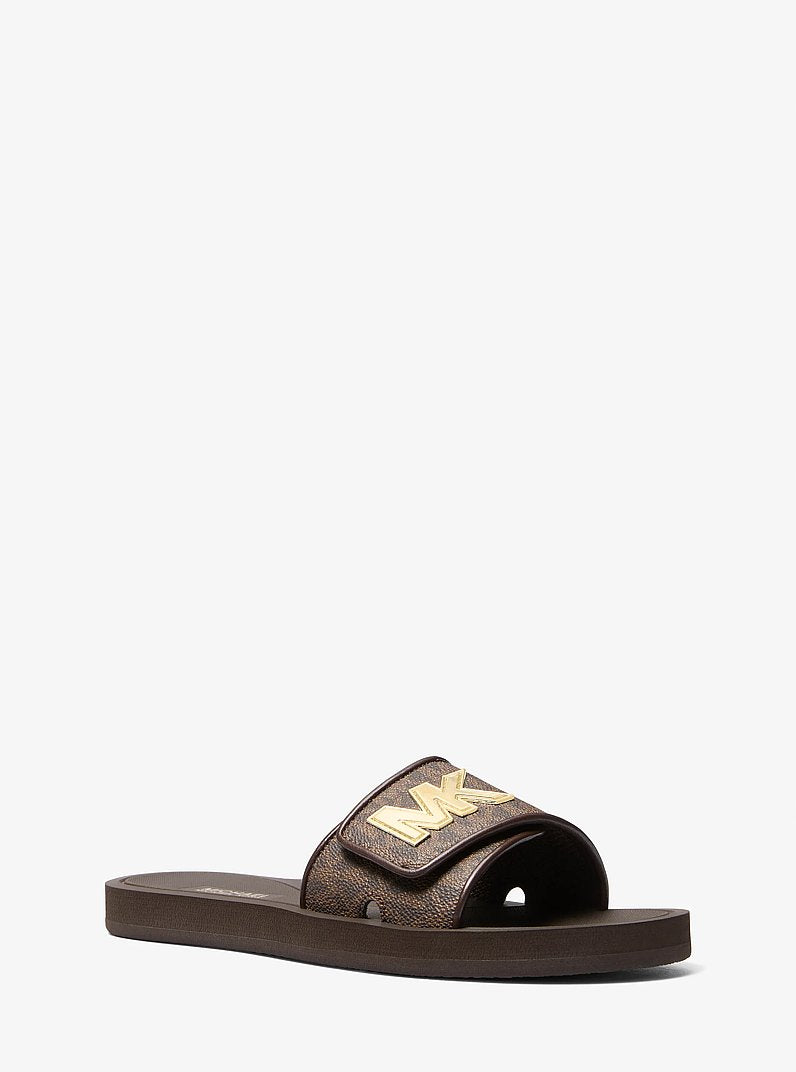 Michael Kors Palmer Signature Logo Slide Sandal BROWN