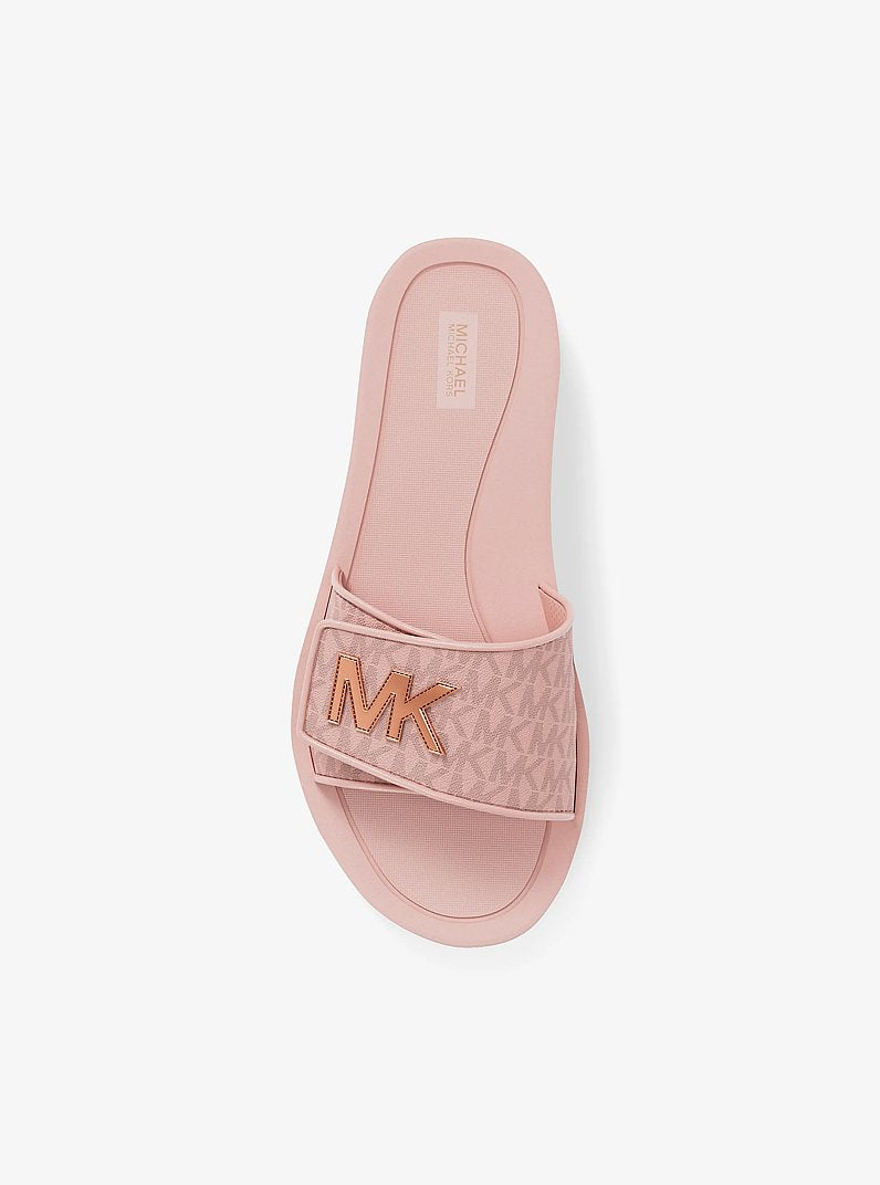 Michael Kors Palmer Signature Logo Slide Sandal POWDER BLUSH