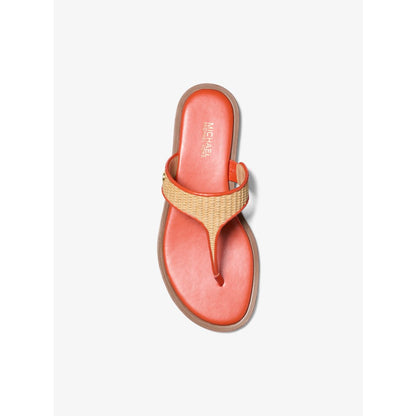 Michael Kors Carson Straw T-Strap Sandal