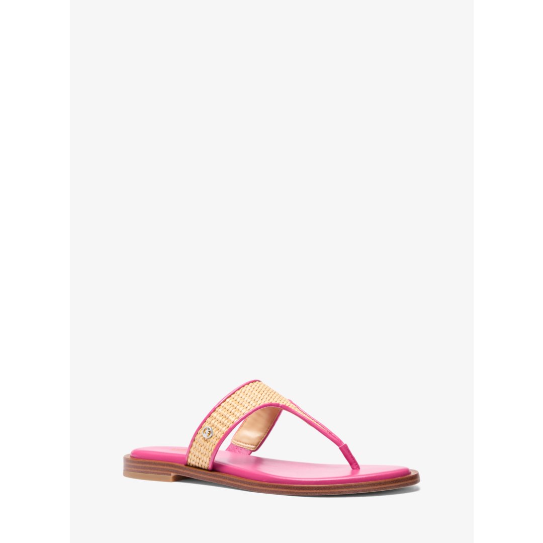 Michael Kors Carson Straw T-Strap Sandal