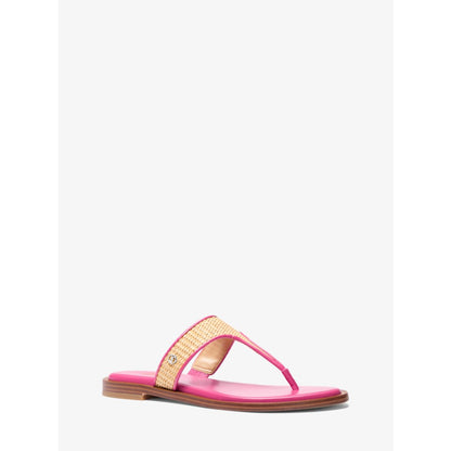 Michael Kors Carson Straw T-Strap Sandal