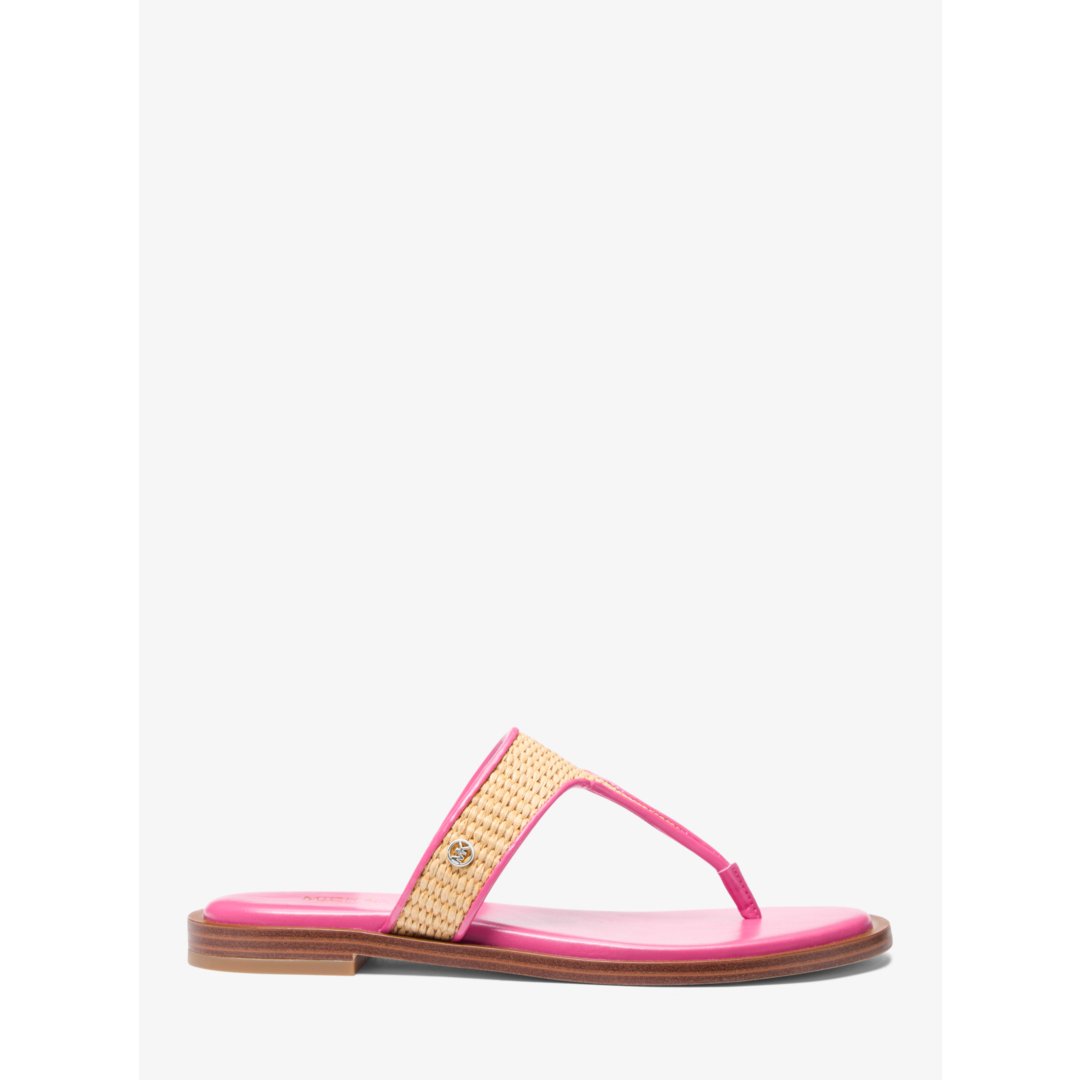 Michael Kors Carson Straw T-Strap Sandal