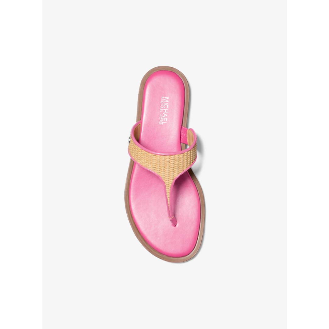 Michael Kors Carson Straw T-Strap Sandal