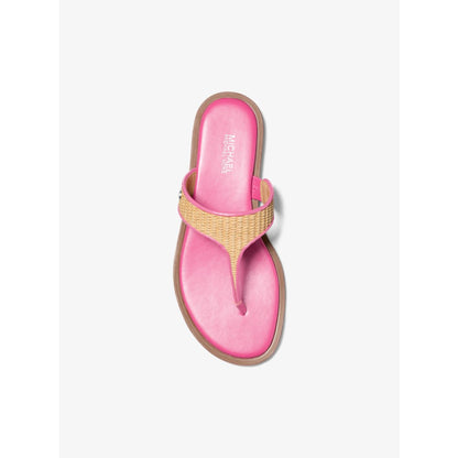 Michael Kors Carson Straw T-Strap Sandal