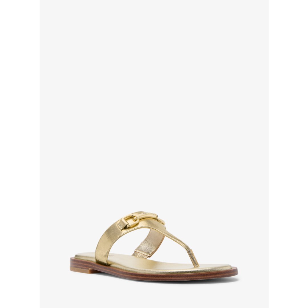 Michael Kors Carson Crackled Metallic Leather Sandal