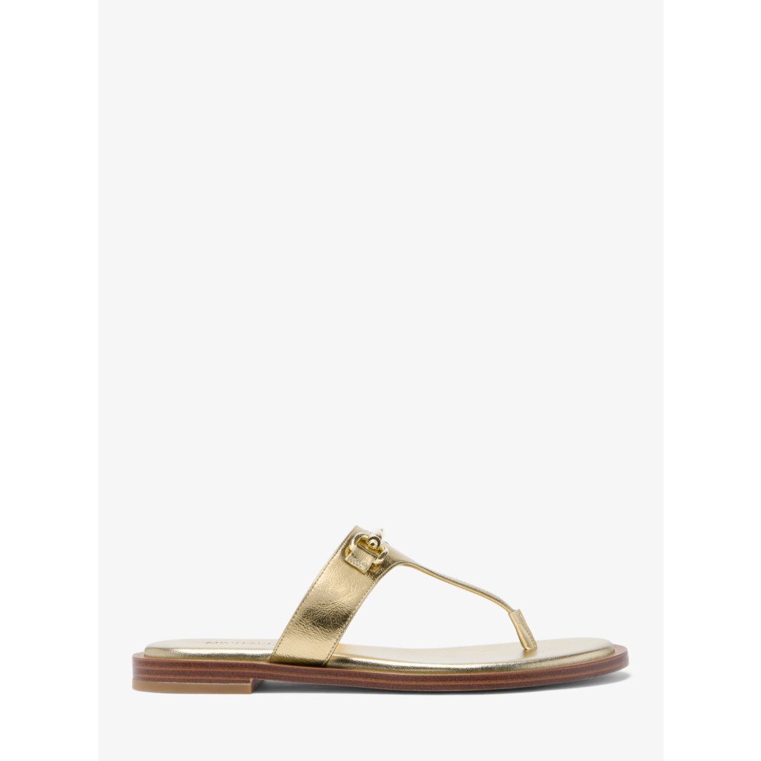 Michael Kors Carson Crackled Metallic Leather Sandal