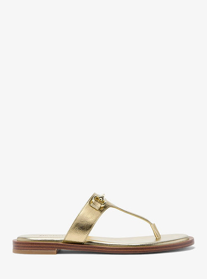Michael Kors Carson Crackled Metallic Leather Sandal