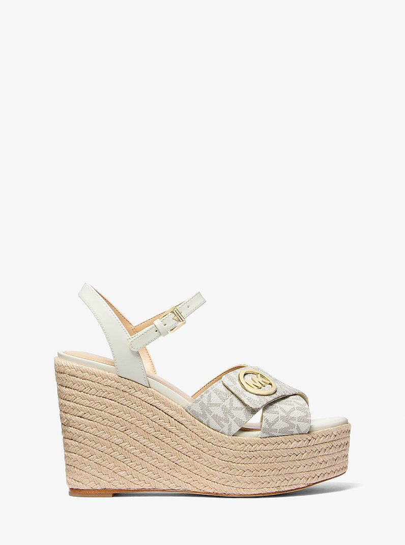 Michael Kors Hannah Signature Logo Wedge Sandal VANILLA