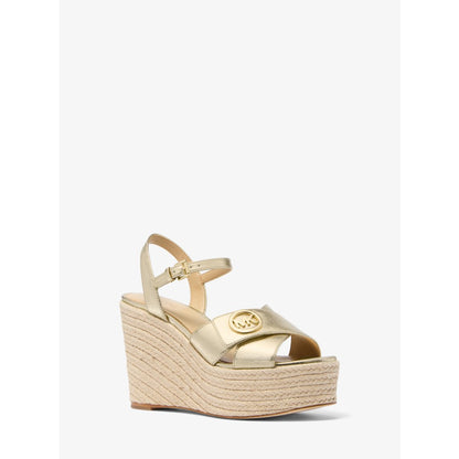 Michael Kors Hannah Metallic Nylon Blend Wedge Sandal