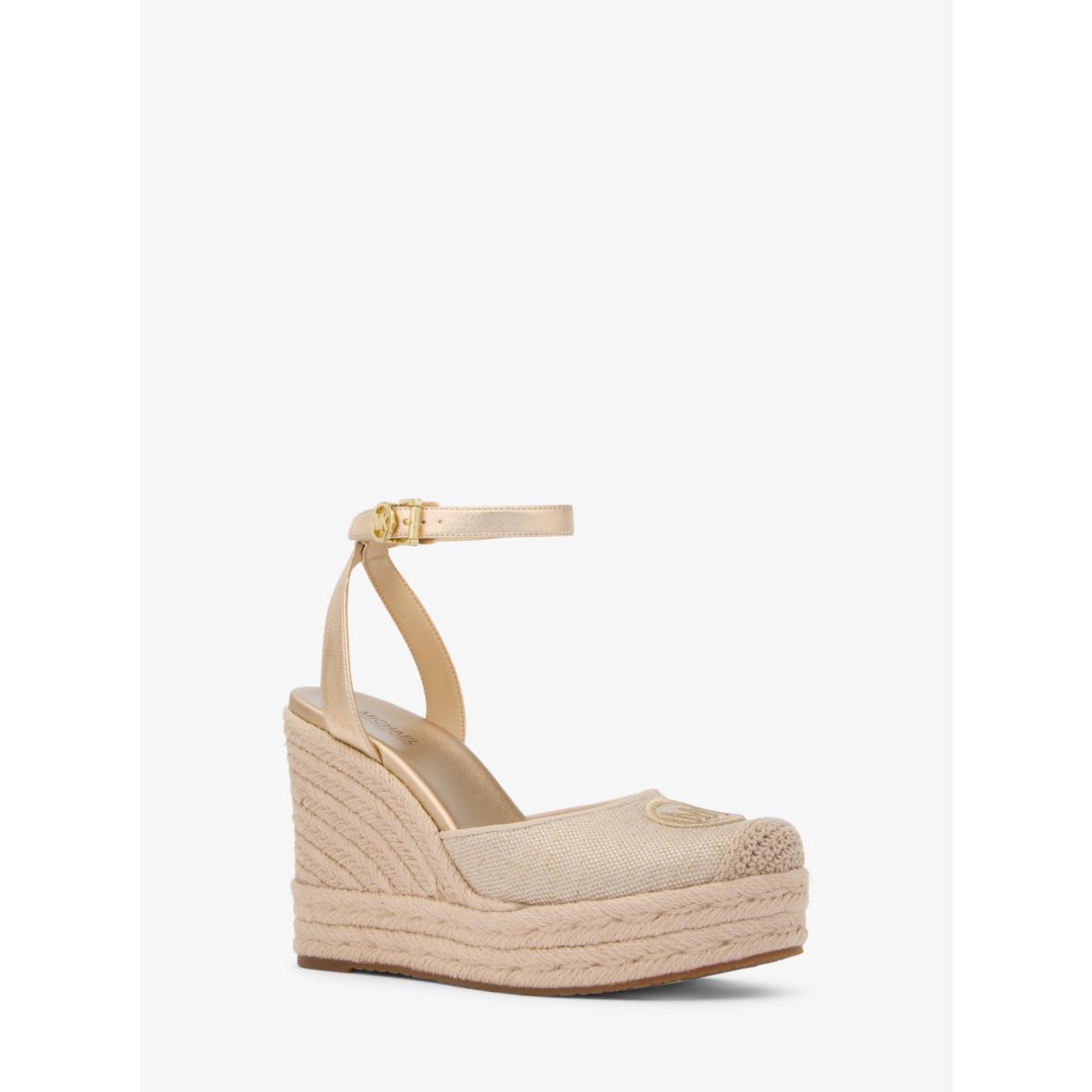 Michael Kors Larissa Metallic Canvas Espadrille Wedge