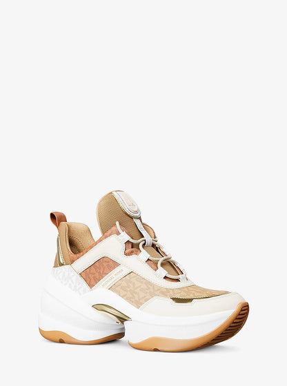 Michael Kors Olympia Mixed-Media Trainer CREAM MULTI