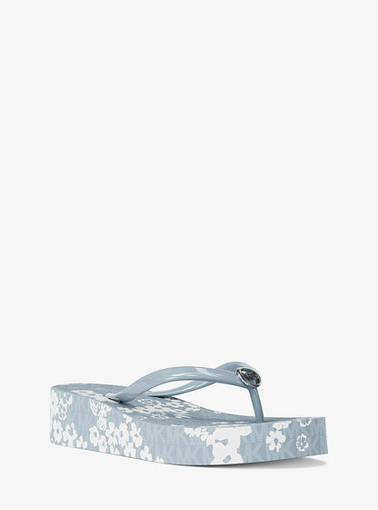 Michael Kors Bedford Printed Signature Logo Flip Flop PALE OCEAN