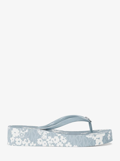 Michael Kors Bedford Printed Signature Logo Flip Flop PALE OCEAN