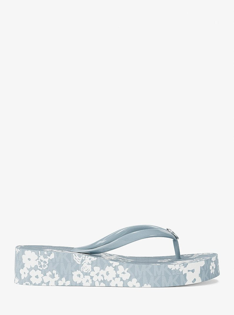 Michael Kors Bedford Printed Signature Logo Flip Flop PALE OCEAN