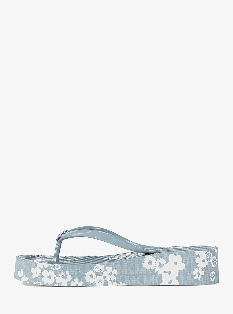 Michael Kors Bedford Printed Signature Logo Flip Flop PALE OCEAN