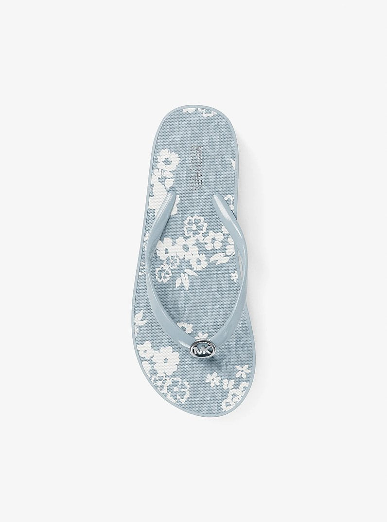 Michael Kors Bedford Printed Signature Logo Flip Flop PALE OCEAN