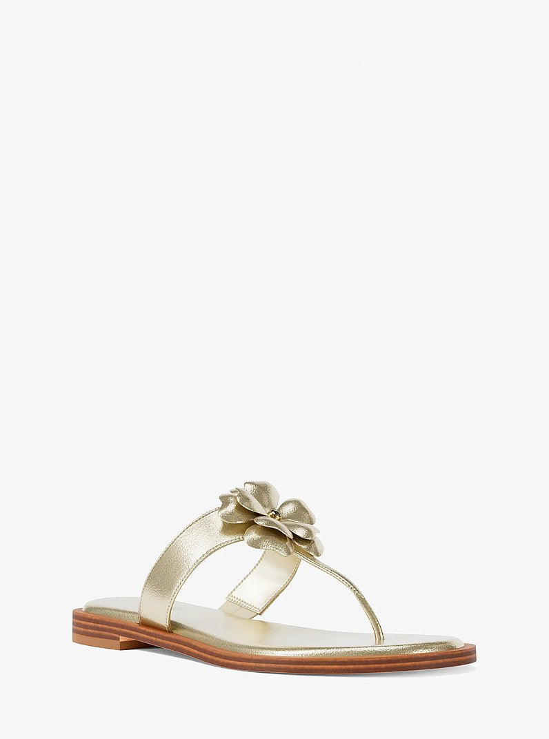 Michael Kors Callie Embellished Metallic Thong Sandal
