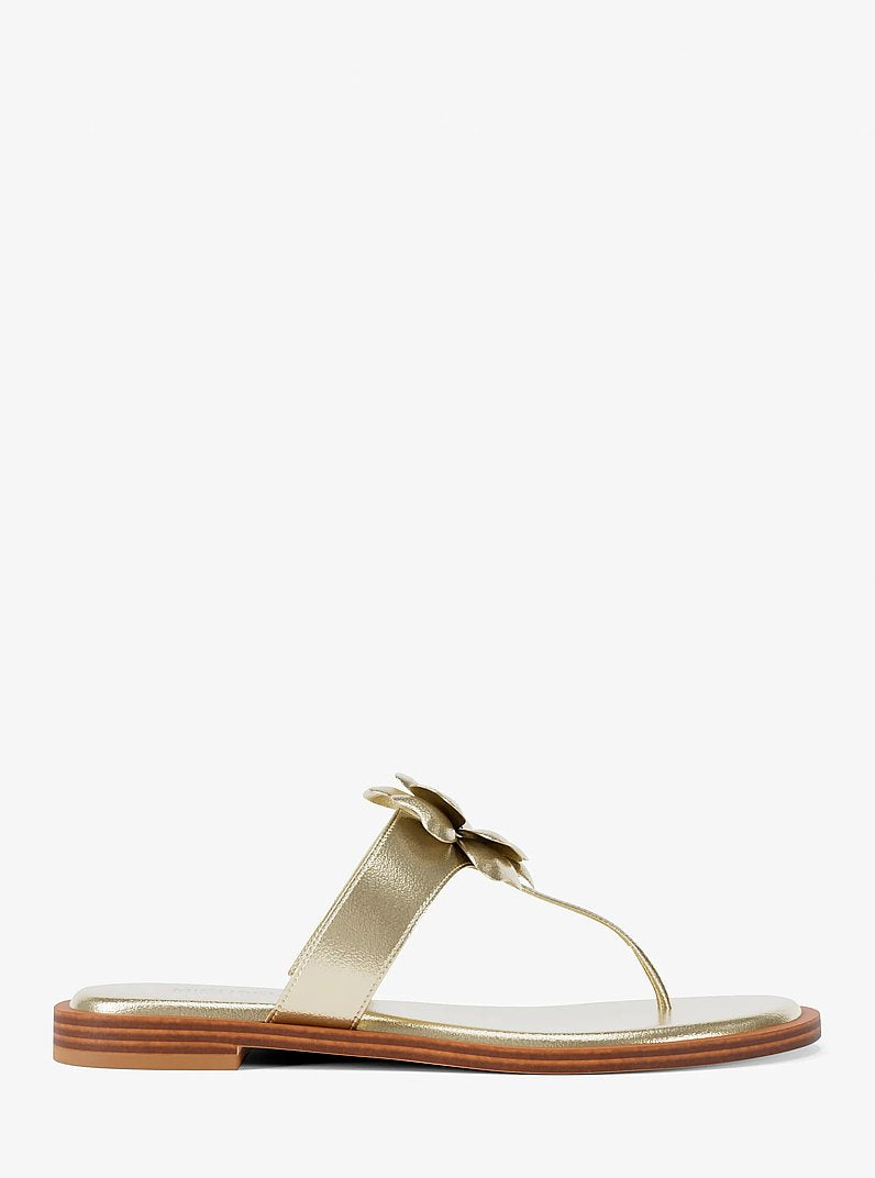 Michael Kors Callie Embellished Metallic Thong Sandal