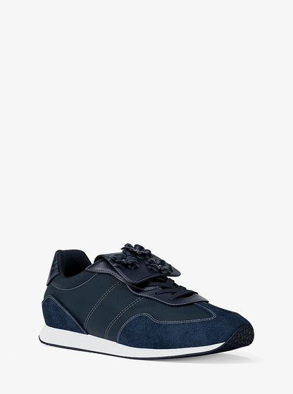 Michael Kors Essex Embellished Mixed-Media Trainer