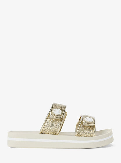 Michael Kors Foster Glitter-Embellished Slide Sandal