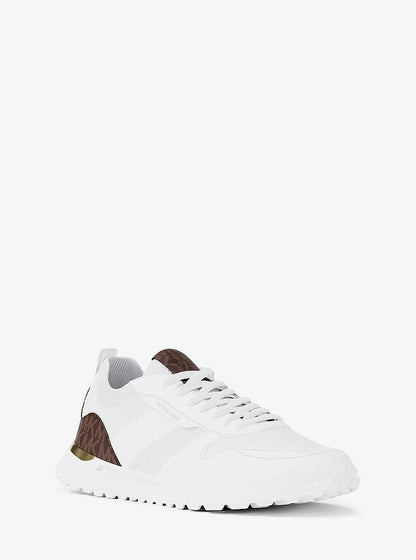 Michael Kors Jesse Knit and Signature Logo Trainer OP WHT/BROWN