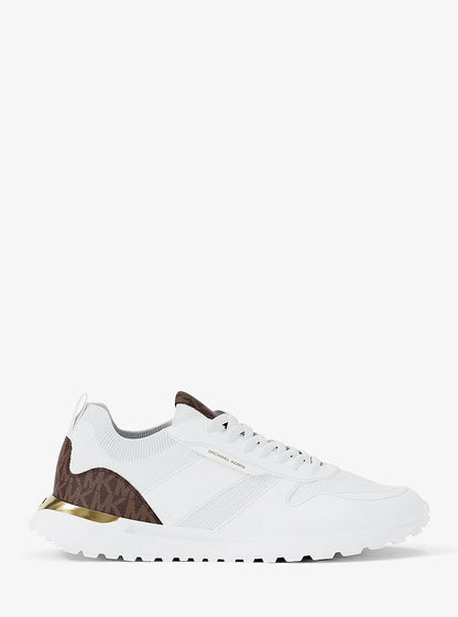 Michael Kors Jesse Knit and Signature Logo Trainer OP WHT/BROWN