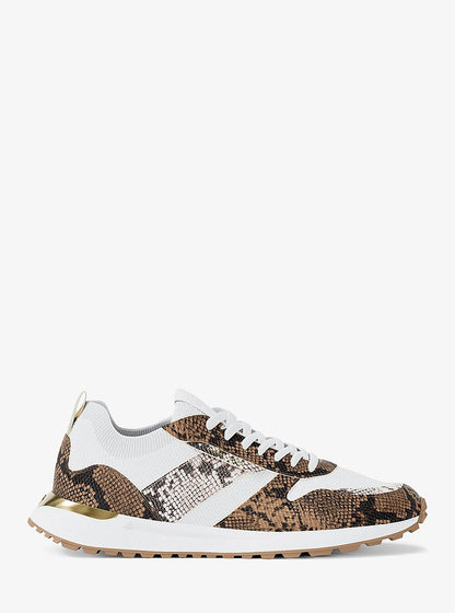 Michael Kors Jesse Stretch Knit and Snake Embossed Trainer
