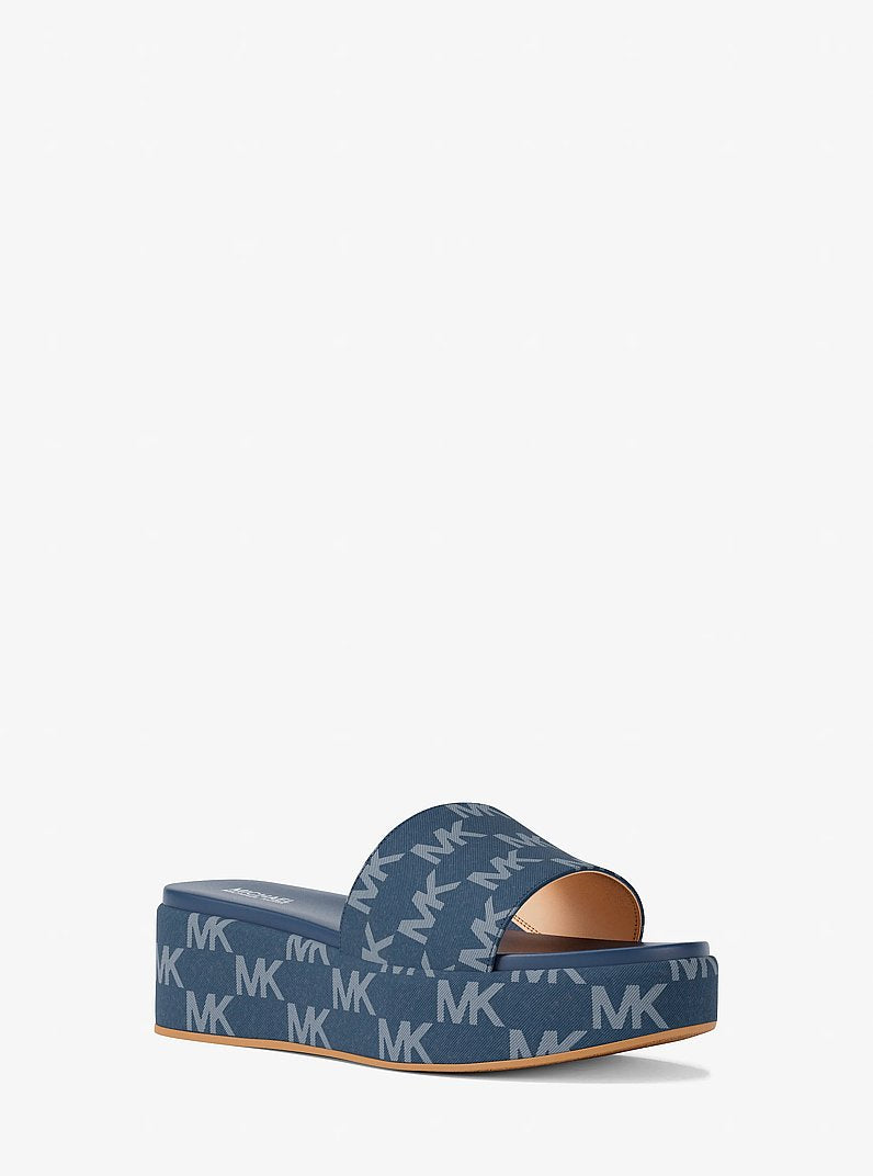 Michael Kors Sadler Logo Jacquard Platform Slide Sandal